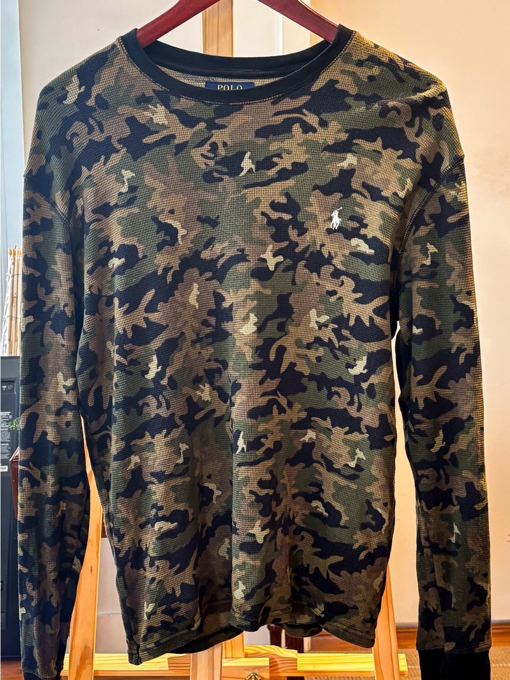 ⁠Polo Ralph Lauren Camouflage Waffle Thermal Crewneck Top Men's M